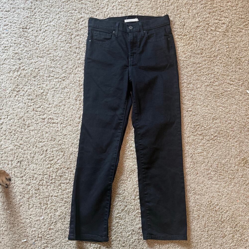 Levi’s 724 High Rise Straight Crop Black Denim Jeans Womens Size 28 EUC